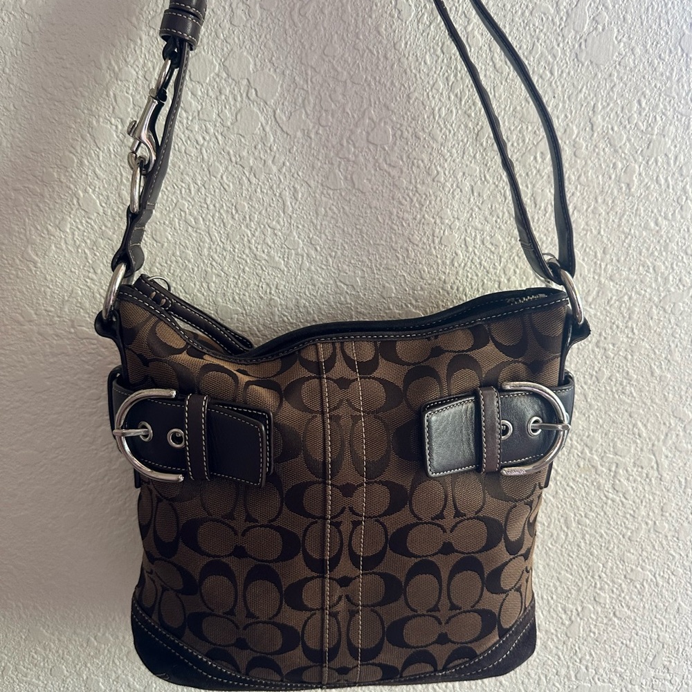 Vintage Coach Brown Signature Canvas Soho Shoulder Bag